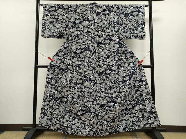 平和屋着物∴夏物　浴衣　注染　草花文　綿　逸品　CABJ2634ze