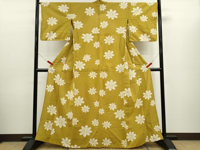 平和屋着物∴夏物　浴衣　注染　舞花文　綿　逸品　CABJ2637ze