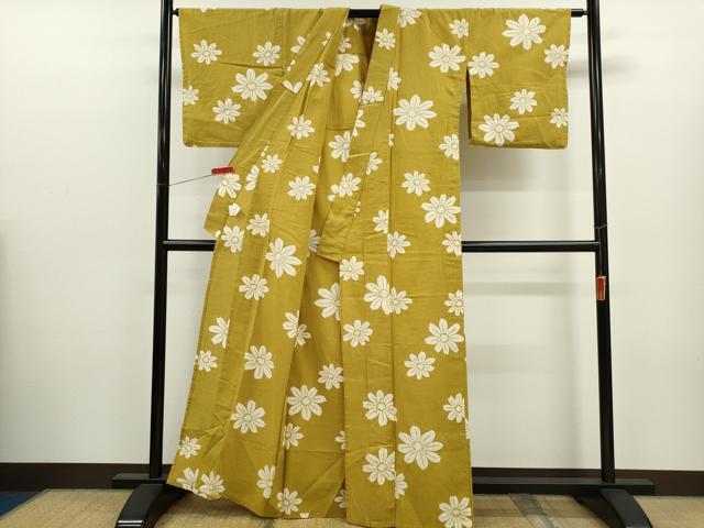 平和屋着物∴夏物　浴衣　注染　舞花文　綿　逸品　CABJ2637ze