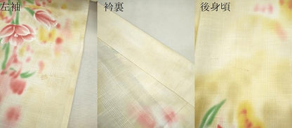 平和屋着物∴夏物　浴衣　手縫い　草花文　暈し染め　綿　逸品　CABJ2641ze