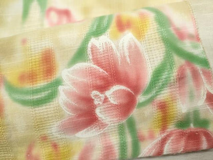 平和屋着物∴夏物　浴衣　手縫い　草花文　暈し染め　綿　逸品　CABJ2641ze