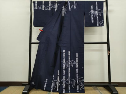 平和屋着物∴夏物　訪問着・浴衣兼用　有松鳴海絞り　絵羽浴衣　笹竹文　綿　逸品　CABJ2647ze