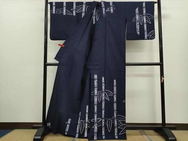 平和屋着物∴夏物　訪問着・浴衣兼用　有松鳴海絞り　絵羽浴衣　笹竹文　綿　逸品　CABJ2647ze