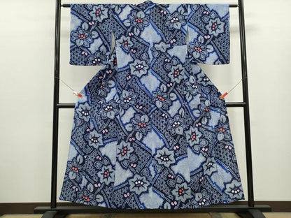平和屋着物∴夏物　浴衣　有松鳴海絞り　吉祥舞花文　綿　逸品　CABJ2651ze