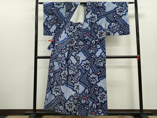 平和屋着物∴夏物　浴衣　有松鳴海絞り　吉祥舞花文　綿　逸品　CABJ2651ze