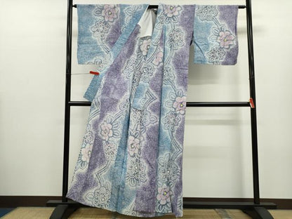平和屋着物∴夏物　浴衣　有松鳴海絞り　草花文　綿　逸品　CABJ2654ze