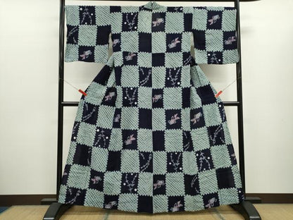 平和屋着物∴夏物　浴衣　有松鳴海絞り　市松　金魚　綿　逸品　CABJ2655ze