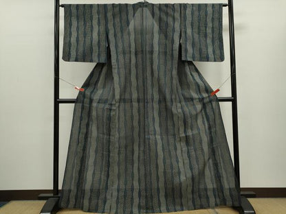 平和屋着物∴夏物　浴衣　綿絽　手縫い　立涌吉祥花文　綿　逸品　CABJ2662ze
