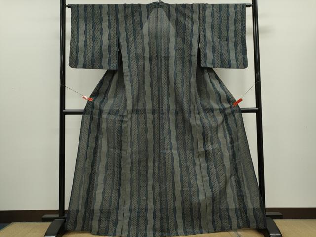 平和屋着物∴夏物　浴衣　綿絽　手縫い　立涌吉祥花文　綿　逸品　CABJ2662ze
