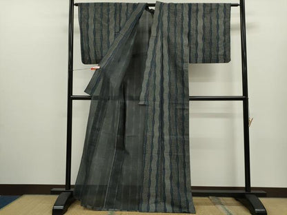 平和屋着物∴夏物　浴衣　綿絽　手縫い　立涌吉祥花文　綿　逸品　CABJ2662ze