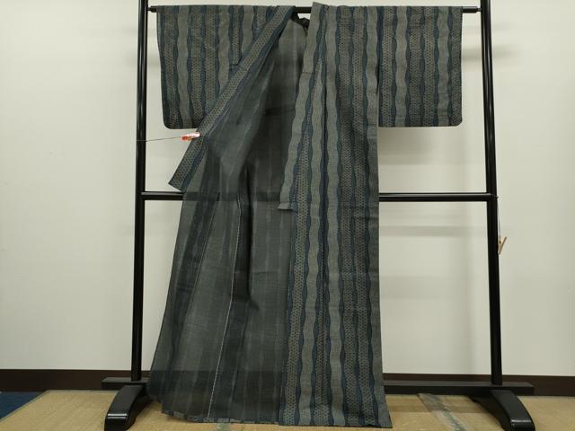 平和屋着物∴夏物　浴衣　綿絽　手縫い　立涌吉祥花文　綿　逸品　CABJ2662ze