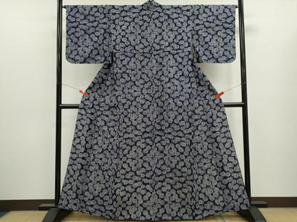 平和屋着物∴夏物　浴衣　注染　手縫い　菊尽くし　綿　逸品　CABJ2664ze