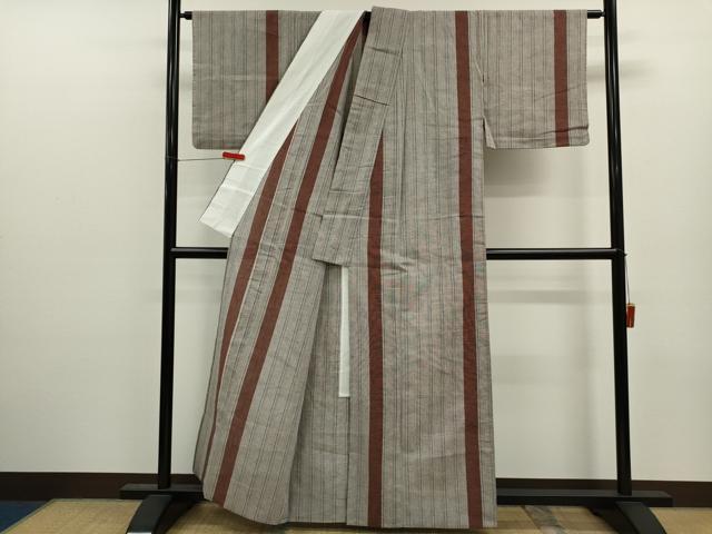 平和屋着物∴夏物　阿波しじら織　浴衣　縞　綿　逸品　CABJ2665ze