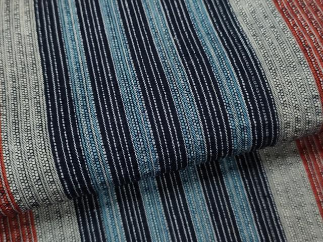 平和屋着物∴夏物　阿波しじら織　浴衣　縞　綿　逸品　未使用　CABJ2667ze