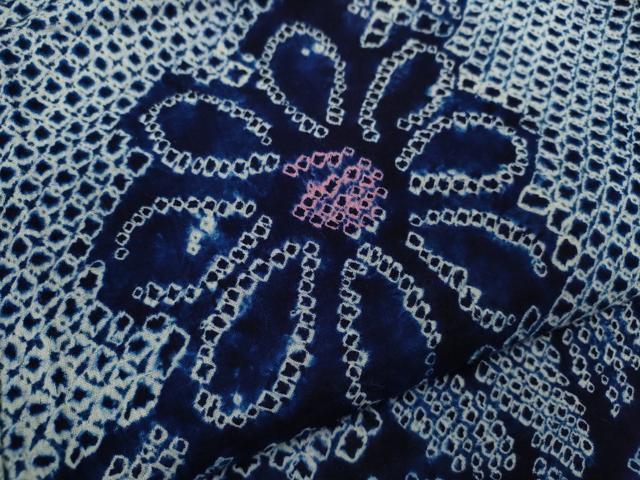 平和屋着物∴夏物　浴衣　有松鳴海絞り　草花文　綿　逸品　CABJ2670ze
