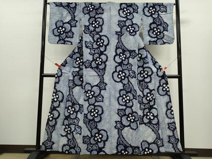 平和屋着物∴夏物　浴衣　有松鳴海絞り　草花文　綿　逸品　CABJ2674ze