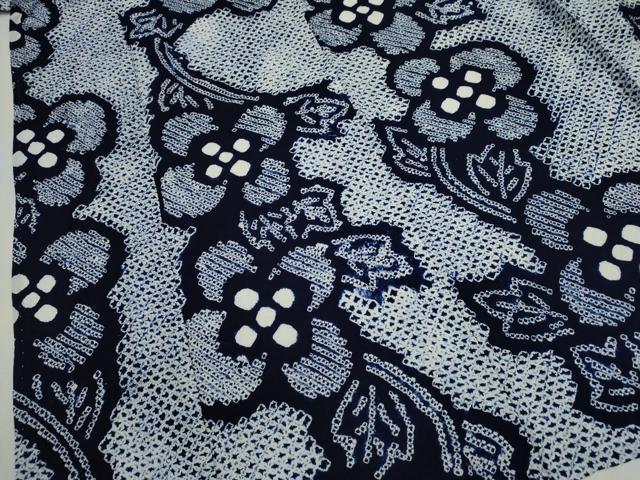 平和屋着物∴夏物　浴衣　有松鳴海絞り　草花文　綿　逸品　CABJ2674ze
