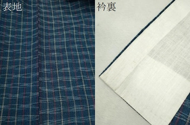 平和屋着物∴夏物　阿波しじら織　浴衣　格子柄　綿　逸品　CABJ2693ze
