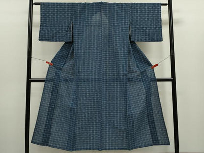 平和屋着物∴夏物　阿波しじら織　浴衣　格子柄　綿　逸品　CABJ2693ze