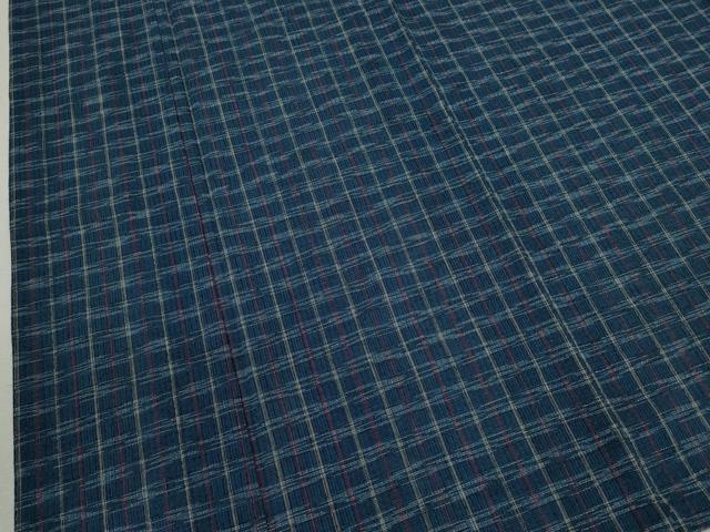平和屋着物∴夏物　阿波しじら織　浴衣　格子柄　綿　逸品　CABJ2693ze