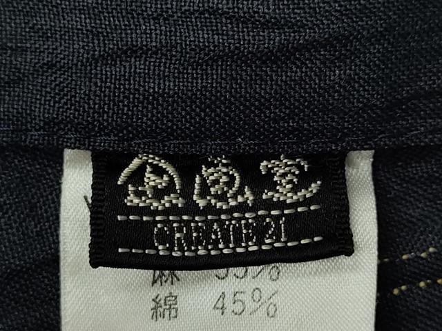 平和屋着物∴夏物　小紋・浴衣兼用　縞　黒地　日本製　綿麻　逸品　CABJ2696ze