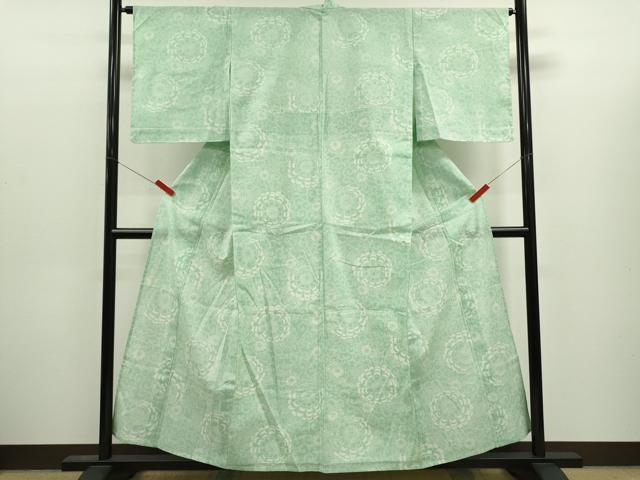平和屋着物∴夏物　浴衣　綿紅梅　花唐草文　日本製　綿　逸品　CABJ2699ze