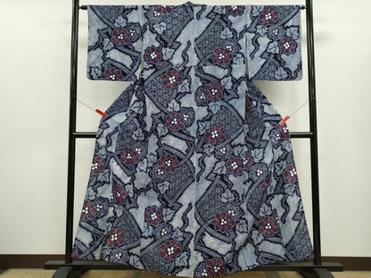 平和屋着物∴夏物　浴衣　有松鳴海絞り　草花文　綿　逸品　未使用　CABJ2701ze