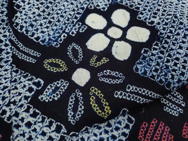 平和屋着物∴夏物　浴衣　有松鳴海絞り　草花文　綿　逸品　未使用　CABJ2702ze