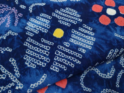 平和屋着物∴夏物　浴衣　有松鳴海絞り　草花文　綿　逸品　CABJ2707ze