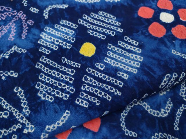 平和屋着物∴夏物　浴衣　有松鳴海絞り　草花文　綿　逸品　CABJ2707ze