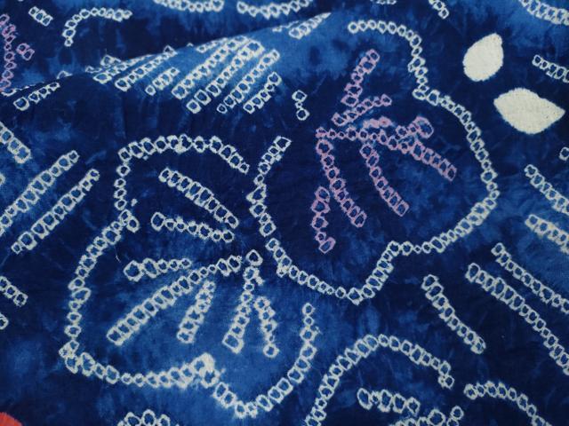 平和屋着物∴夏物　浴衣　有松鳴海絞り　草花文　綿　逸品　CABJ2707ze