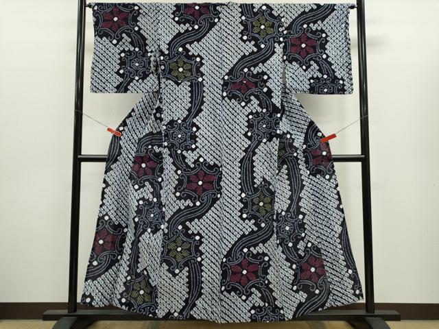 平和屋着物∴夏物　浴衣　有松鳴海絞り　花唐草文　綿　逸品　CABJ2708ze