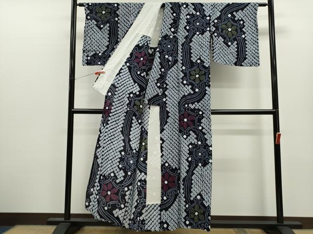 平和屋着物∴夏物　浴衣　有松鳴海絞り　花唐草文　綿　逸品　CABJ2708ze