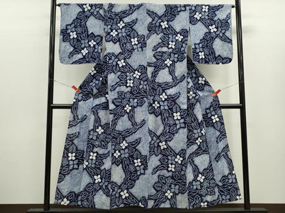 平和屋着物∴夏物　浴衣　有松鳴海絞り　枝花文　綿　逸品　CABJ2709ze