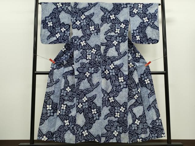 平和屋着物∴夏物　浴衣　有松鳴海絞り　枝花文　綿　逸品　CABJ2709ze