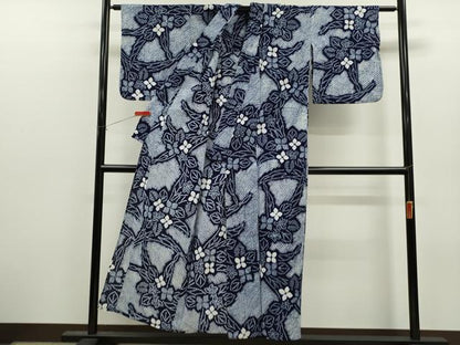 平和屋着物∴夏物　浴衣　有松鳴海絞り　枝花文　綿　逸品　CABJ2709ze