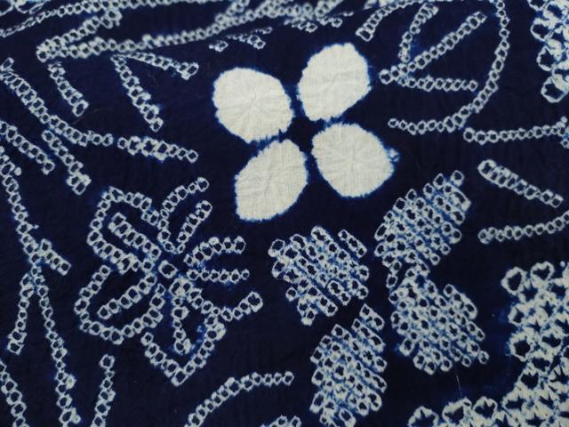 平和屋着物∴夏物　浴衣　有松鳴海絞り　枝花文　綿　逸品　CABJ2709ze