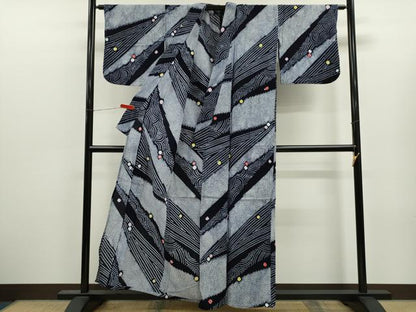 平和屋着物∴夏物　浴衣　有松鳴海絞り　流水丸文　綿　逸品　CABJ2711ze