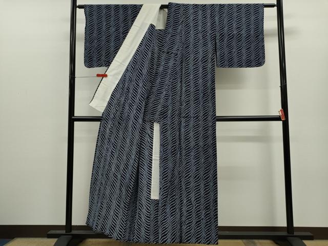 平和屋着物∴夏物　浴衣　有松鳴海絞り　斜線文　綿　逸品　未使用　CABJ2714ze