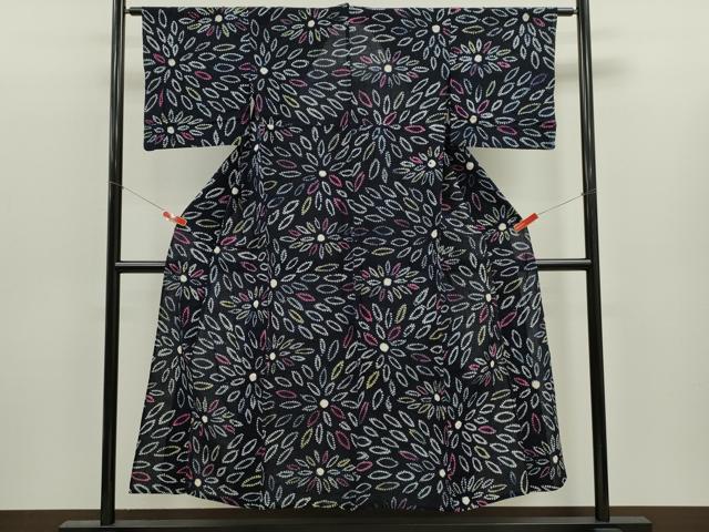 平和屋着物∴夏物　浴衣　有松鳴海絞り　舞花文　綿　逸品　CABJ2717ze