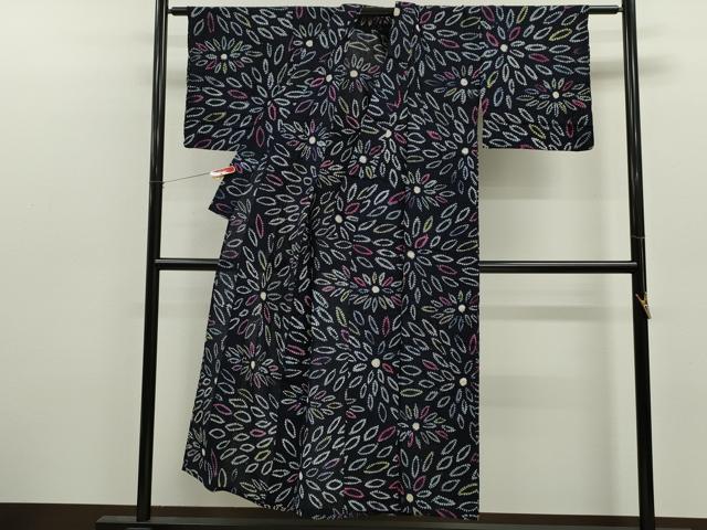 平和屋着物∴夏物　浴衣　有松鳴海絞り　舞花文　綿　逸品　CABJ2717ze