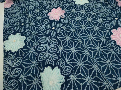 平和屋着物∴夏物　浴衣　有松鳴海絞り　麻の葉草花文　綿　逸品　未使用　CABJ2719ze