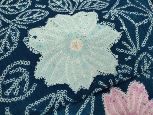 平和屋着物∴夏物　浴衣　有松鳴海絞り　麻の葉草花文　綿　逸品　未使用　CABJ2719ze