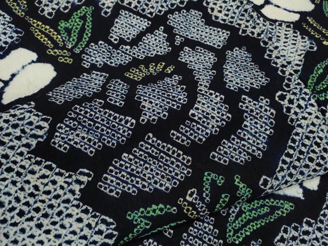 平和屋着物∴夏物　浴衣　有松鳴海絞り　枝花文　綿　逸品　CABJ2720ze