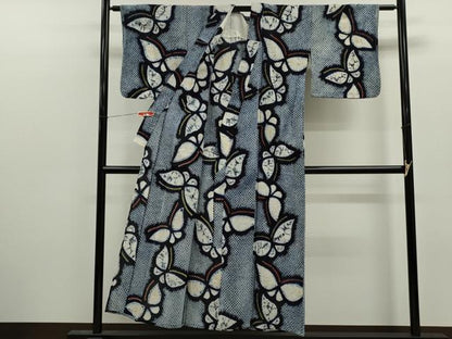 平和屋着物∴夏物　浴衣　有松鳴海絞り　舞蝶文　綿　逸品　CABJ2725ze