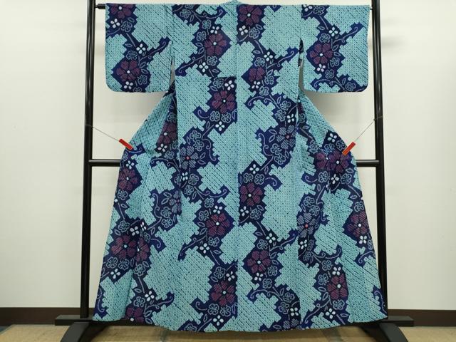 平和屋着物∴夏物　浴衣　有松鳴海絞り　花唐草文　綿　逸品　CABJ2727ze