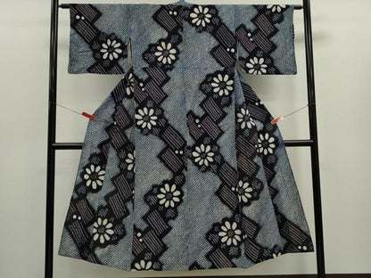 平和屋着物∴夏物　浴衣　有松鳴海絞り　舞花文　綿　逸品　CABJ2728ze