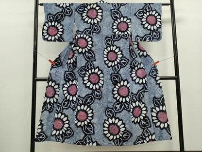 平和屋着物∴夏物　浴衣　有松鳴海絞り　ひまわり　綿　逸品　CABJ2729ze