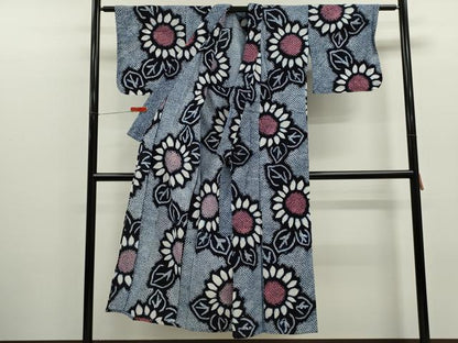 平和屋着物∴夏物　浴衣　有松鳴海絞り　ひまわり　綿　逸品　CABJ2729ze