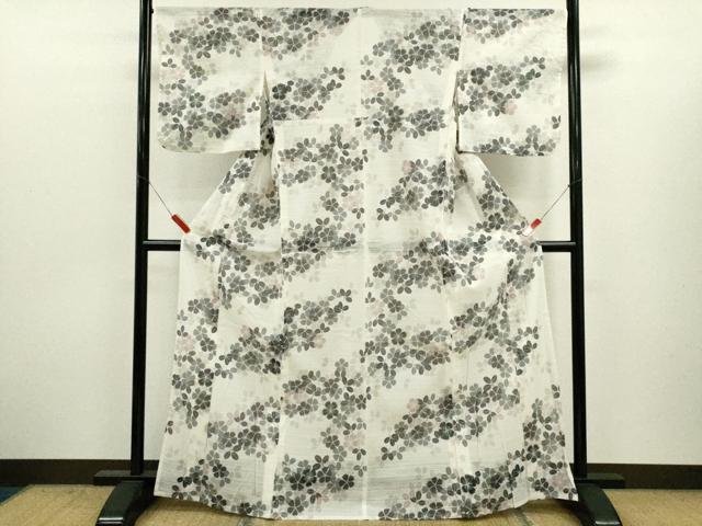 平和屋着物∴夏物　浴衣　注染　綿絽　撫子萩文　夢工房　日本製　綿　逸品　CABJ2735ze